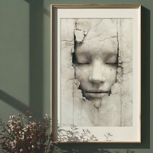 Ätherische Umarmung: Das Gesicht in der Wand Poster