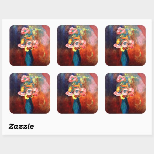 Ätherische Vase der Blume Quadratischer Aufkleber (Blatt)