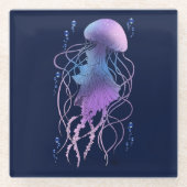 Ätherische violettblaue Qualle Glasuntersetzer (Vorderseite)