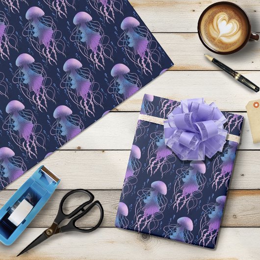 Ätherische violette Blaue Qualle Geschenkpapier