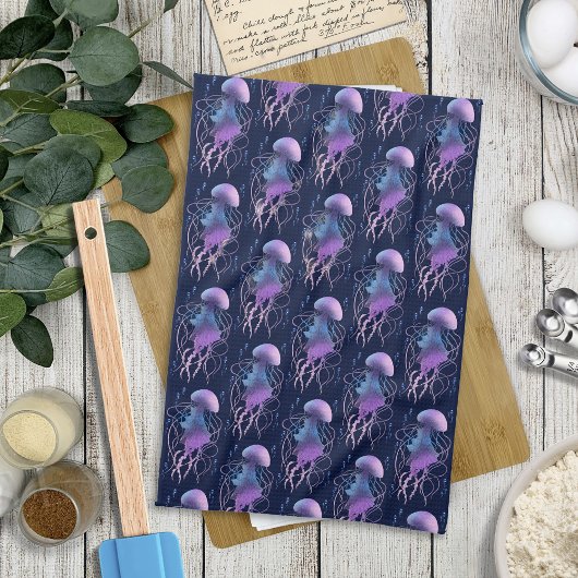 Ätherische violette Blaue Qualle Geschirrtuch