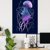 Ätherische violette Blaue Qualle Poster (Heimbüro)