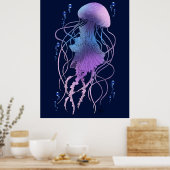 Ätherische violette Blaue Qualle Poster (Küche)