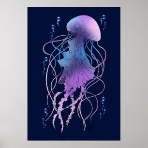 Ätherische violette Blaue Qualle Poster