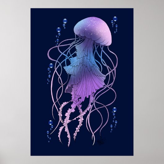 Ätherische violette Blaue Qualle Poster (Vorne)