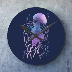 Ätherische violette Blaue Qualle Runde Wanduhr
