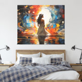 Ätherische Wasserfarbe Abstrakte Frau im Wasser Leinwanddruck (Insitu (Schlafzimmer))