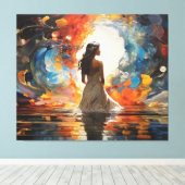 Ätherische Wasserfarbe Abstrakte Frau im Wasser Leinwanddruck (Insitu (Holzboden))