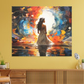 Ätherische Wasserfarbe Abstrakte Frau im Wasser Leinwanddruck (Insitu (Wohnzimmer))