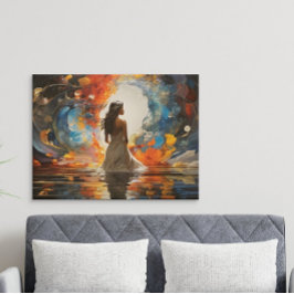 Ätherische Wasserfarbe Abstrakte Frau im Wasser Poster