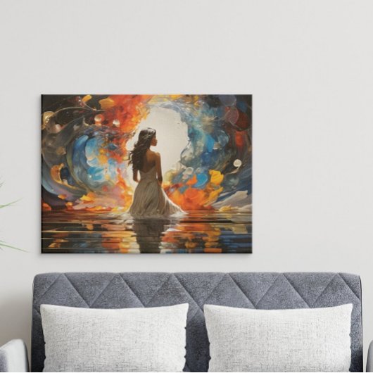 Ätherische Wasserfarbe Abstrakte Frau im Wasser Poster