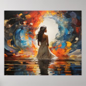 Ätherische Wasserfarbe Abstrakte Frau im Wasser Poster (Vorne)