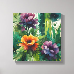 Ätherische Watercolor-Flora-Explosion Leinwanddruck