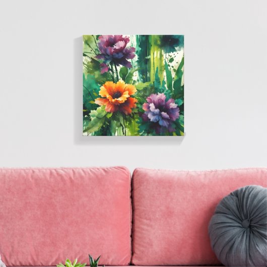 Ätherische Watercolor-Flora-Explosion Leinwanddruck (Insitu (Wohnzimmer))