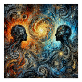 Ätherische Wirbel und Silhouetten Poster