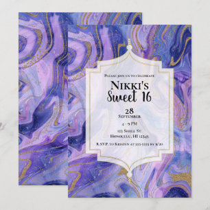 Ätherische Zuckerwatte-Marmor-Glamour-Süße 16-Part Einladung