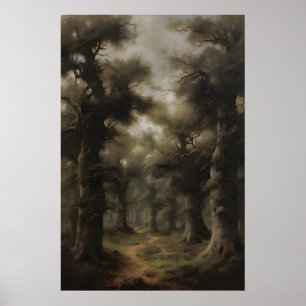 Ätherischer, alter Wald Kunst Druck, Düster Poster