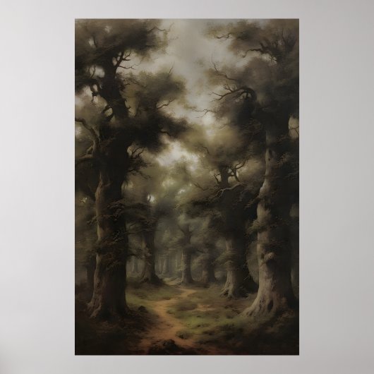 Ätherischer, alter Wald Kunst Druck, Düster Poster (Vorne)