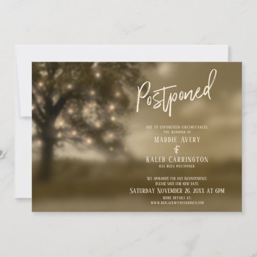 Ätherischer Baum mit einer verspäteten Hochzeitkar Einladung (Vorderseite)