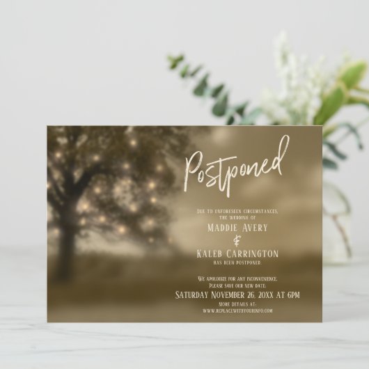 Ätherischer Baum mit einer verspäteten Hochzeitkar Einladung (Stehend Vorderseite)