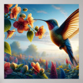 Ätherischer Flug über blühende Wiese Poster (Vorne)