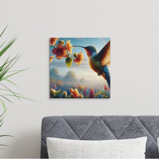 Ätherischer Flug über blühende Wiese Poster