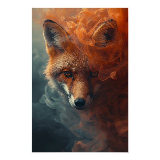 Ätherischer Fuchs in Rauch und Nebel – Mystischer  Poster (Vorderseite)