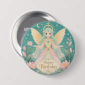 Ätherischer goldflügeliger Feenengel Button (Vorne & Hinten)