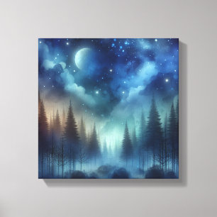 Ätherischer Indigo-Wald – Zurück zur Schule Kunst Leinwanddruck