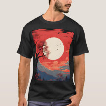 Ätherischer Mond in einem roten Himmel über den Be