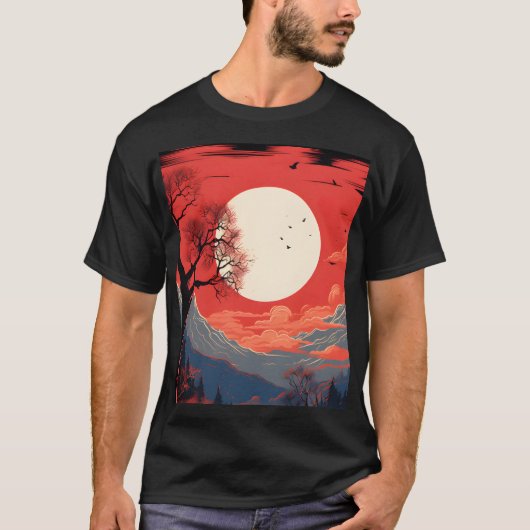 Ätherischer Mond in einem roten Himmel über den Be T-Shirt (Vorderseite)