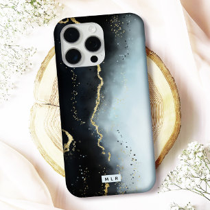 Ätherischer Nebel Ombre Navyblau Wasserfarbe Monog iPhone 15 Pro Max Hülle