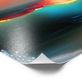 Ätherischer Ozean und untergehende künstliche Inte Fotodruck (Ecke)