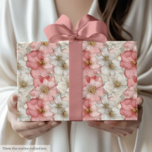 Ätherischer pastellrosa und goldener Blumen Gesche