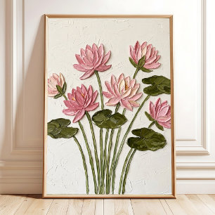 Ätherischer rosa Seerosen-Abstraktdruck auf Leinwa Poster