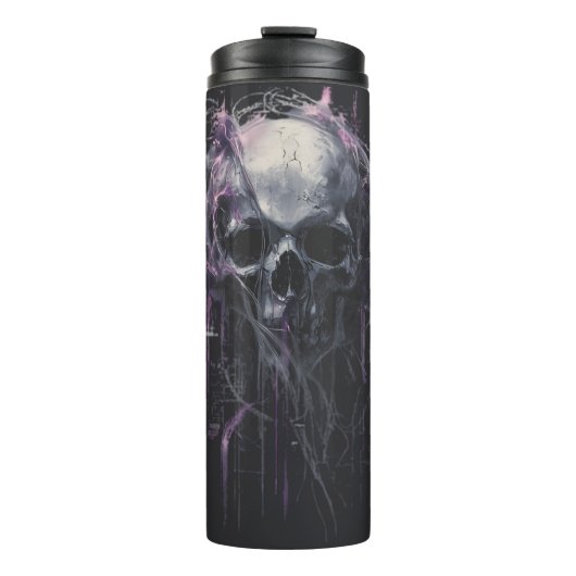 Ätherischer Schädel Abstrakte Grunge Dunkle Kunst Thermosbecher (Vorderseite)