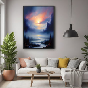 Ätherischer Sonnenaufgang über die malerische Berg Poster