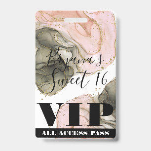 Ätherischer, stimmungsvoller Pink-Schwarz-Gold-VIP Ausweis