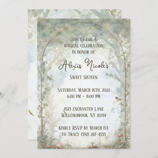 Ätherischer verzauberter Wald Einladung (Vorne/Hinten)