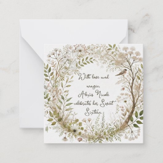 Ätherischer verzauberter Wald Mitteilungskarte (Vorderseite)