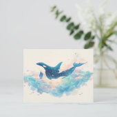 Ätherischer Wasserfarben-Orca-Splash Postkarte (Stehend Vorderseite)
