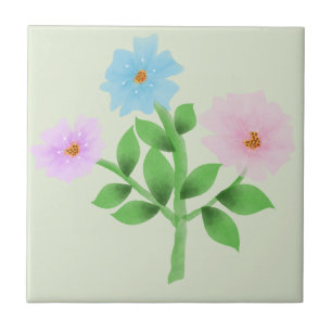 Ätherischer Wasserfarben-Wildblumenstrauß - Pastel Fliese