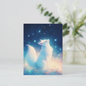 Ätherischer Weißer Fuchs unter Sternenhimmel Postkarte (Stehend Vorderseite)