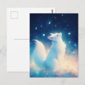 Ätherischer Weißer Fuchs unter Sternenhimmel Postkarte (Vorne/Hinten)