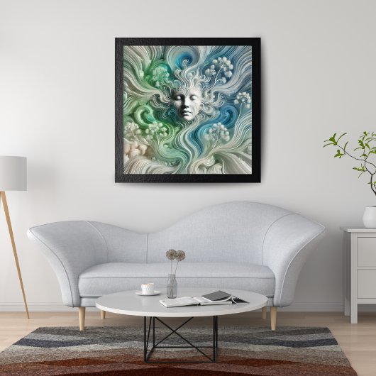 Ätherisches Abstraktes Gesicht mit flatterndem Wal Leinwanddruck