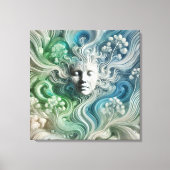 Ätherisches Abstraktes Gesicht mit flatterndem Wal Leinwanddruck (Vorderseite)