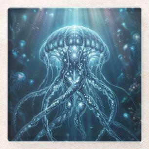 Ätherisches biolumineszentes Quallen-Gaming-Mauspa Glasuntersetzer