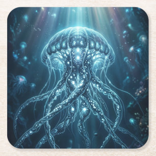 Ätherisches biolumineszentes Quallen-Gaming-Mauspa Rechteckiger Pappuntersetzer