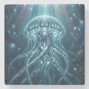 Ätherisches biolumineszentes Quallen-Gaming-Mauspa Steinuntersetzer
