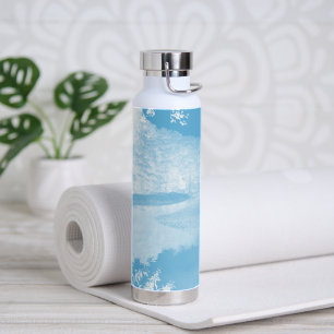 Ätherisches Blau und Weißer Winterfluss Trinkflasche